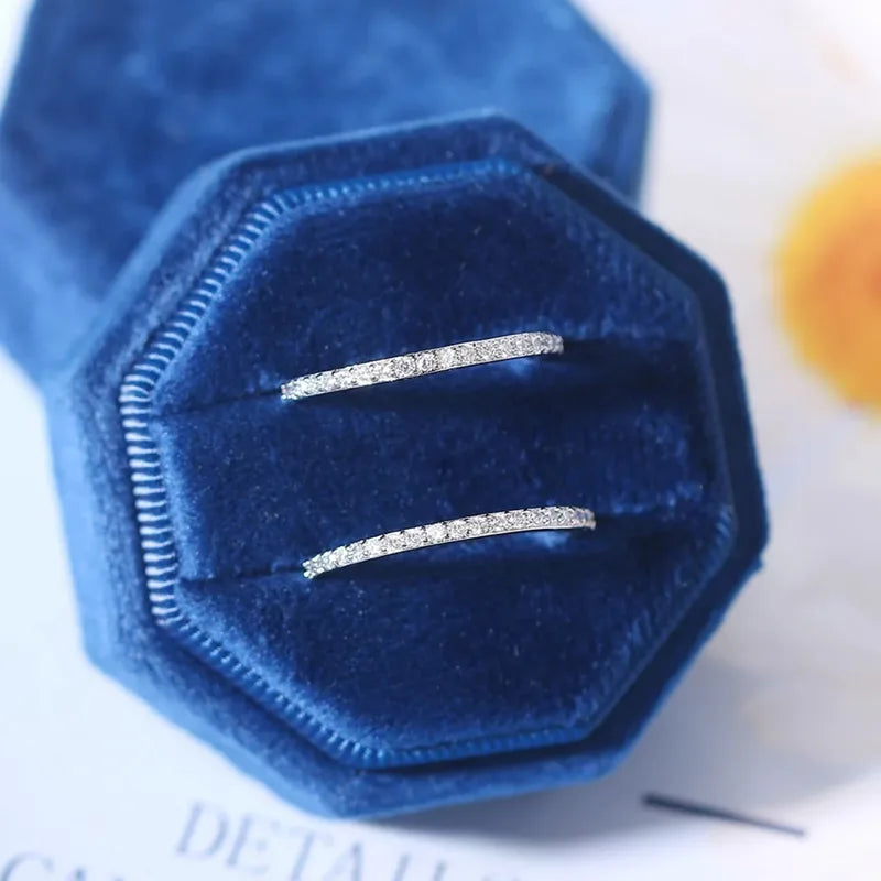 Delicate Thin Microscope Finger Rings for Women Dainty Promise Engagement Jewelry