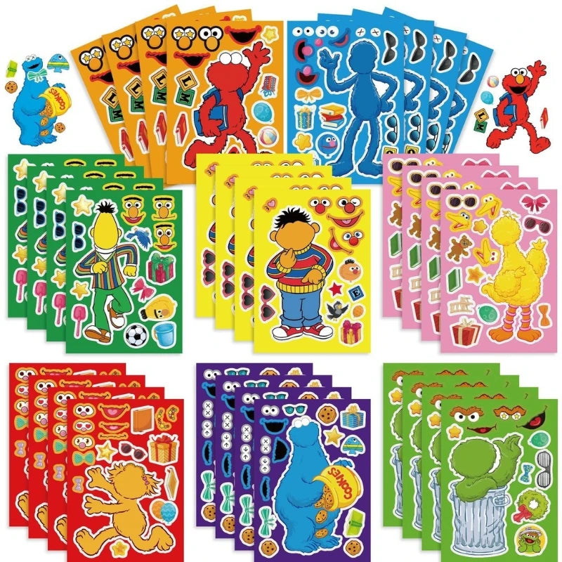 Kids Puzzle Sticker Set - 16 PVC Cartoon Face Make A Face Toys Party Favors