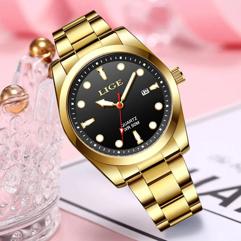 Women’s Waterproof Quartz Watch with Stainless Steel Band - Casual Sport Luminous Timepiece