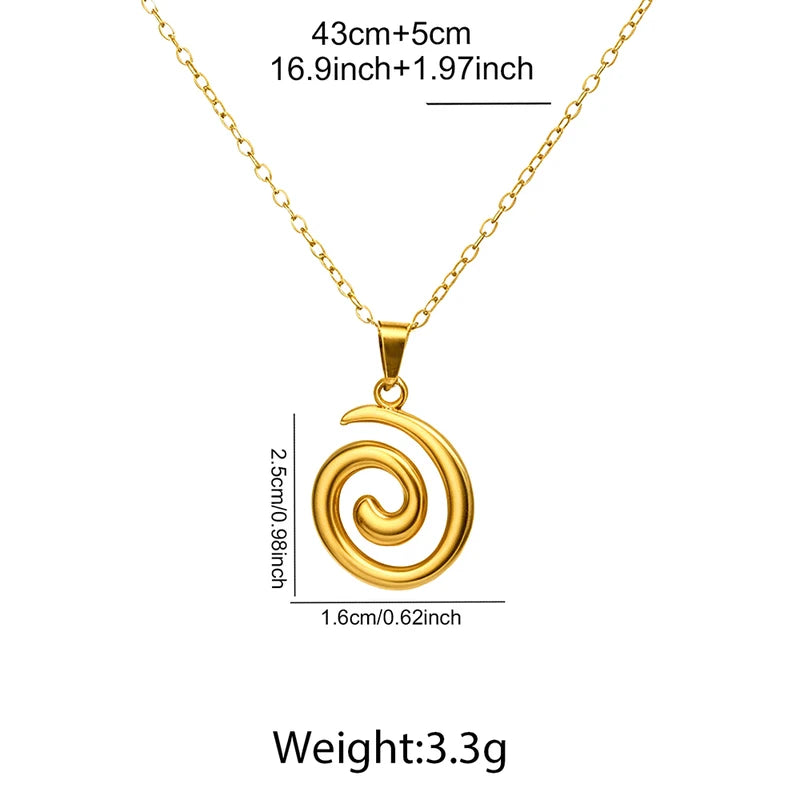 Stainless Steel Spiral Pendant Necklace for Women Jewelry Party & Casual Wear