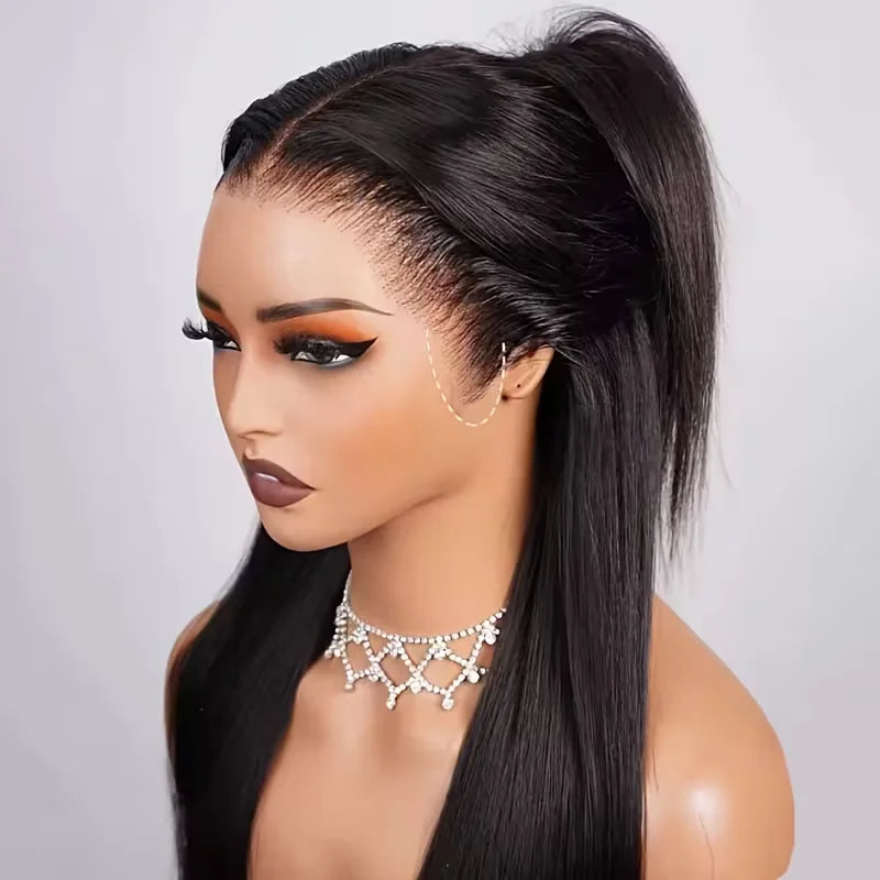 Full Lace Human Hair Wig 360 HD Natural Color Glueless Straight Style - Ready to Wear