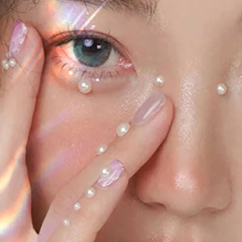 Self-Adhesive Face Gems and Rhinestones for Festival Makeup - Waterdrop, Moon, Pearls, Glitter