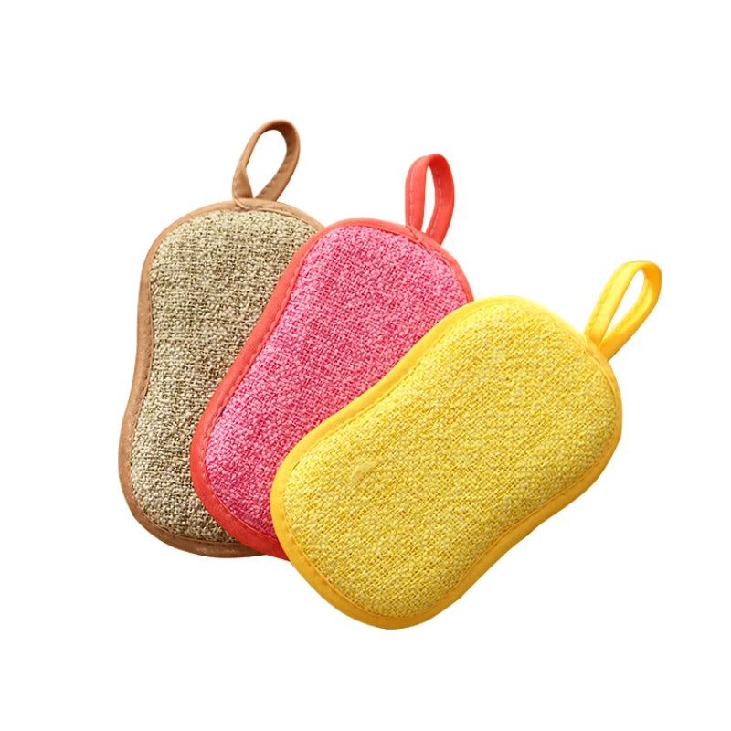 Multi-Purpose Cleaning Sponge Set - Heavy-Duty Dish & Surface Scrub, Washable & Chemical-Free