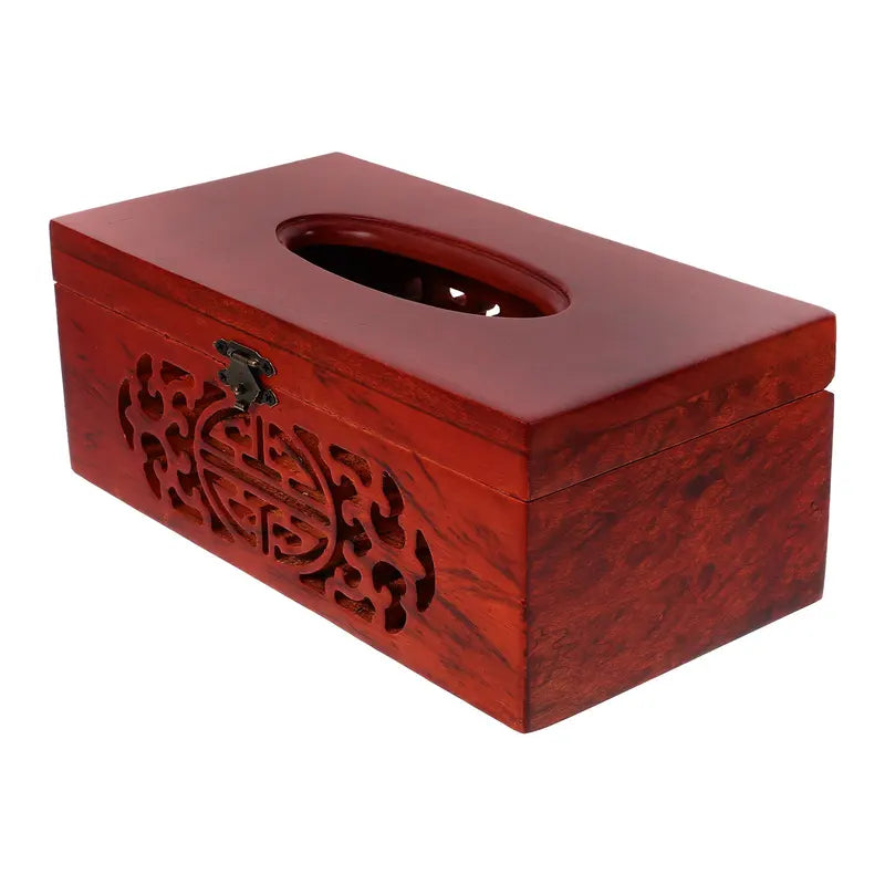 Wood Tissue Box Holder - Retro Elegant Desktop Napkin Dispenser for Home & Office