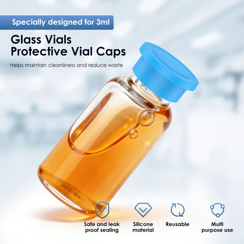 3ml Glass Vial Caps Leakproof Reusable Silicone Protective Covers for Insulin & Samples