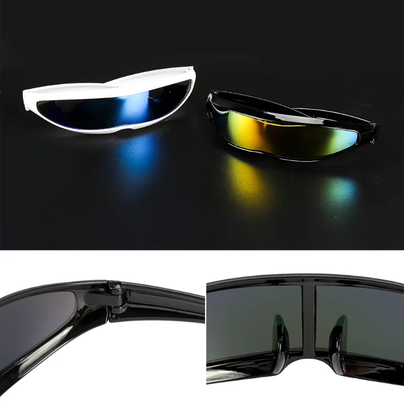Futuristic Narrow Cyclops Sunglasses with Mirrored UV400 Lenses – Costume Eyewear Men
