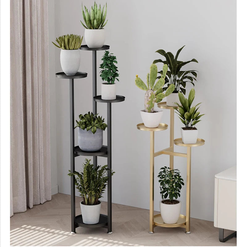 Multi-Layer Indoor Plant Stand - Metal Corner Shelf with Anti-Slip Feet