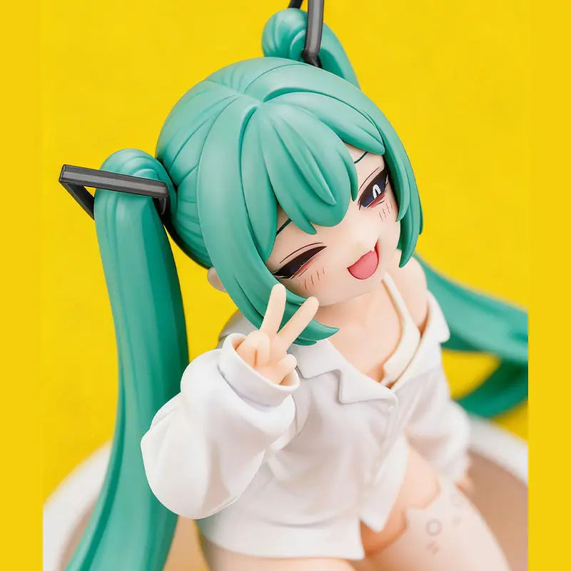 Hatsune Miku Anime Girl Collectible Figure White Pajama Desktop Statue for Adult Collectors