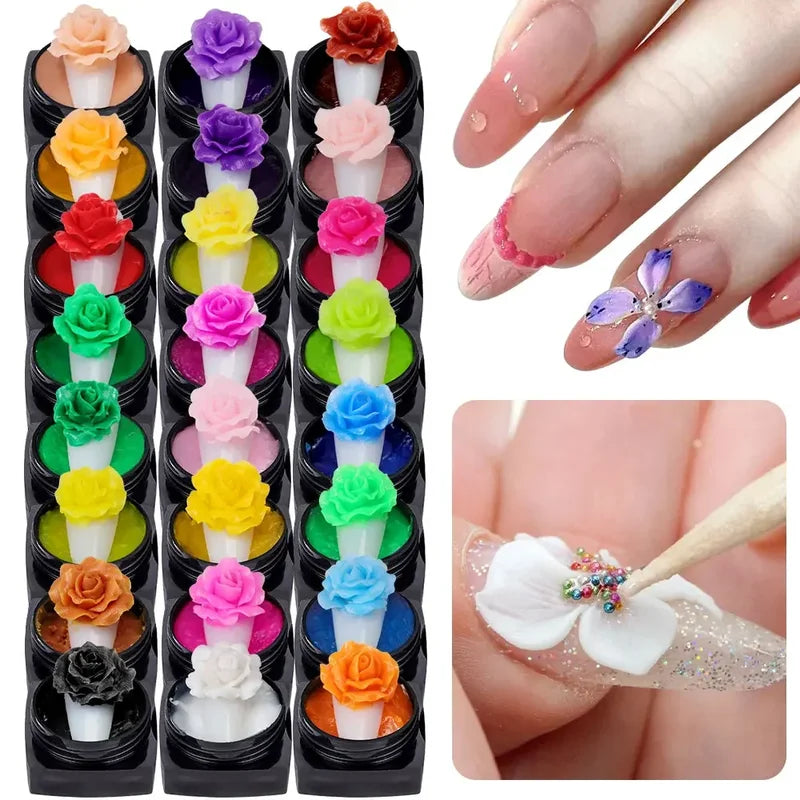 Nail Art UV Plasticine Gel for 3D Carving & Flower Designs - Manicure Craft Kit