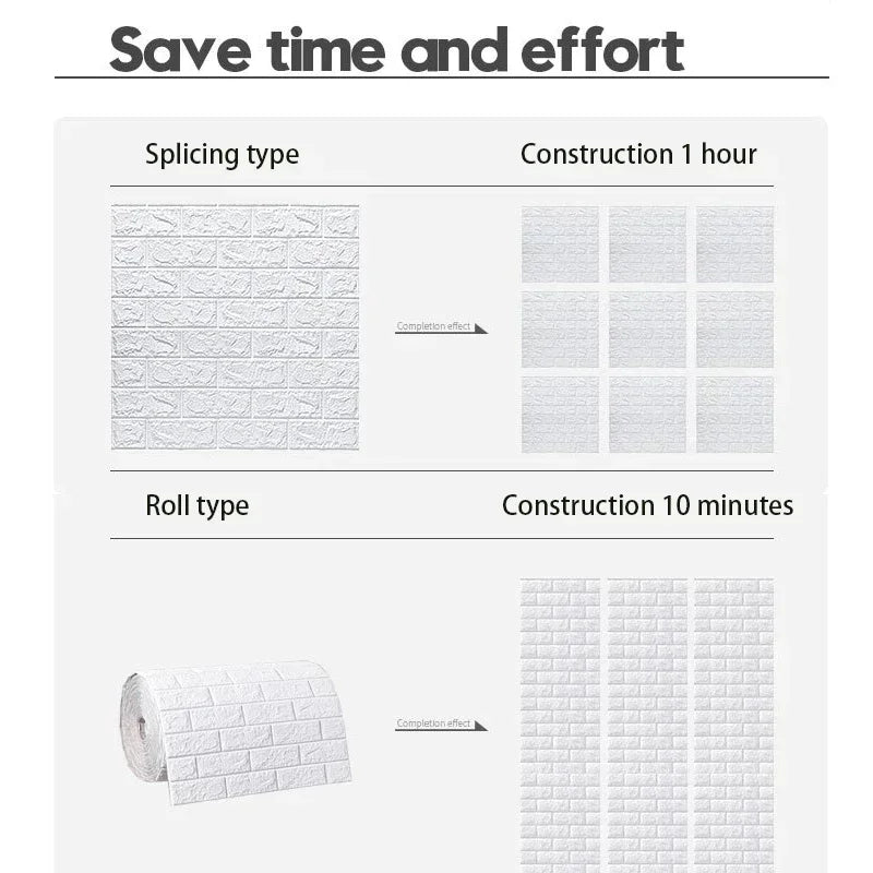 Self-Adhesive 3D Foam Brick Wall Sticker for Living Room & Bedroom