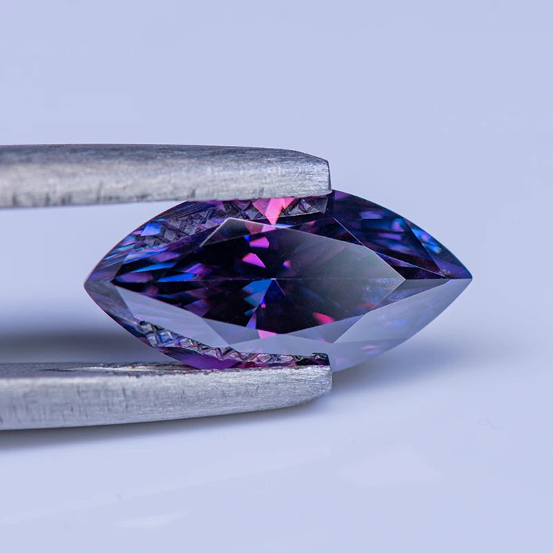 Moissanite Marquise Cut Jewelry Charms Set for DIY Rings Necklaces Earrings - Purple
