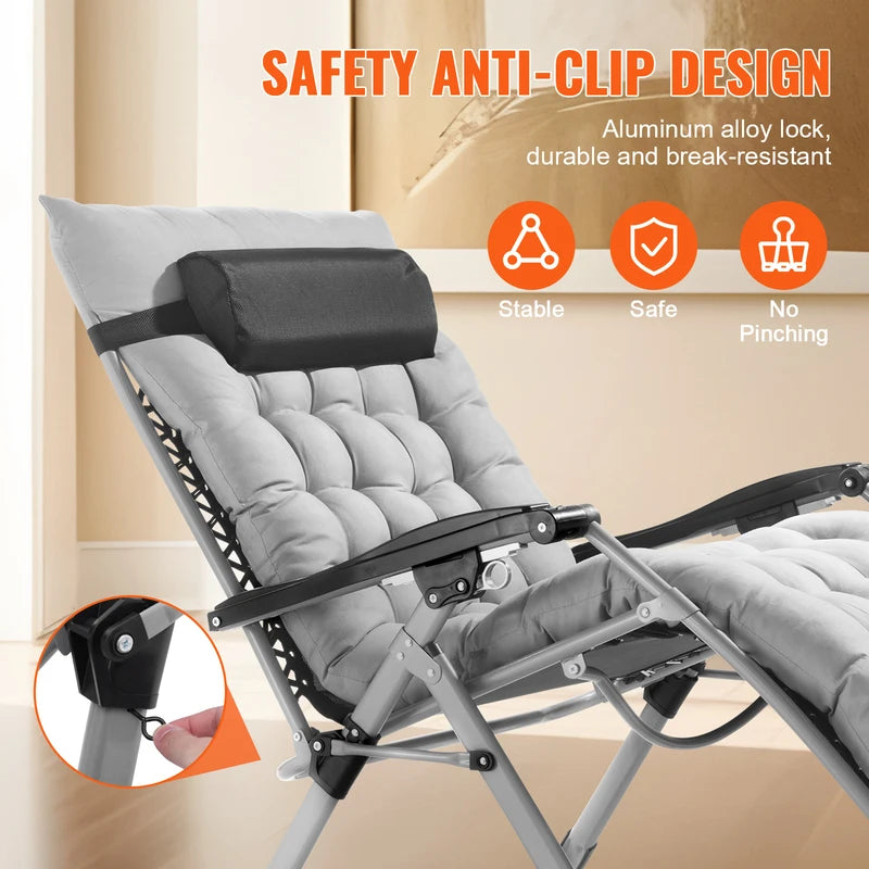 Zero Gravity Lounge Chair Recliner with Cushion Footrest & Cupholder - Adjustable Outdoor Recliner