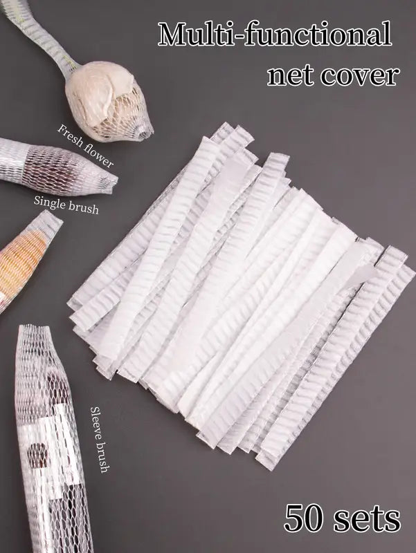 50PCS Makeup Brush Protective Mesh Set - Flower Rose Gauze Cover