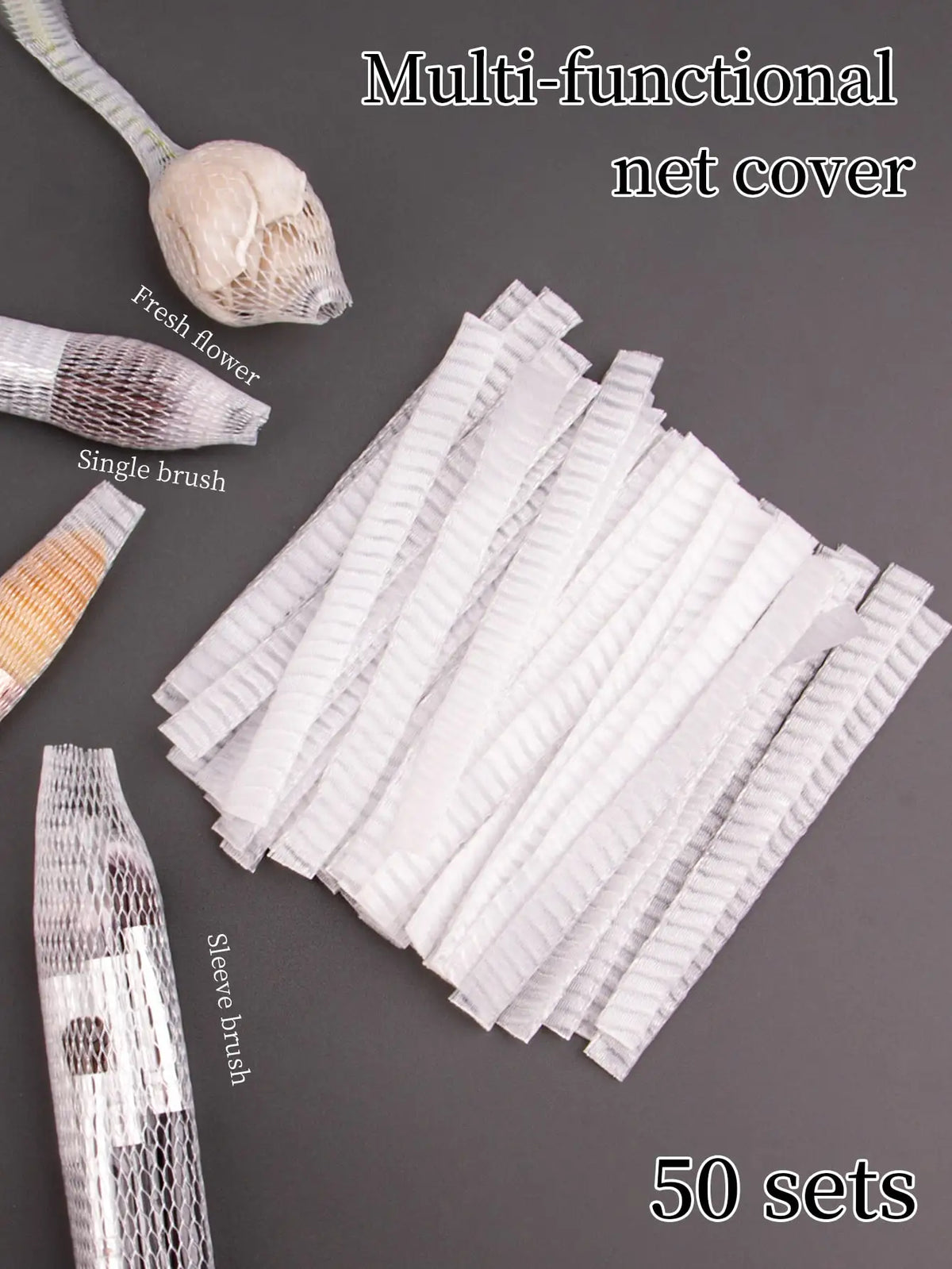 50PCS Makeup Brush Protective Mesh Set - Flower Rose Gauze Cover