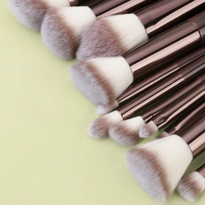 12 Pieces Makeup Brush Set with Portable Bag - Travel Friendly, Round Head, Powder Application