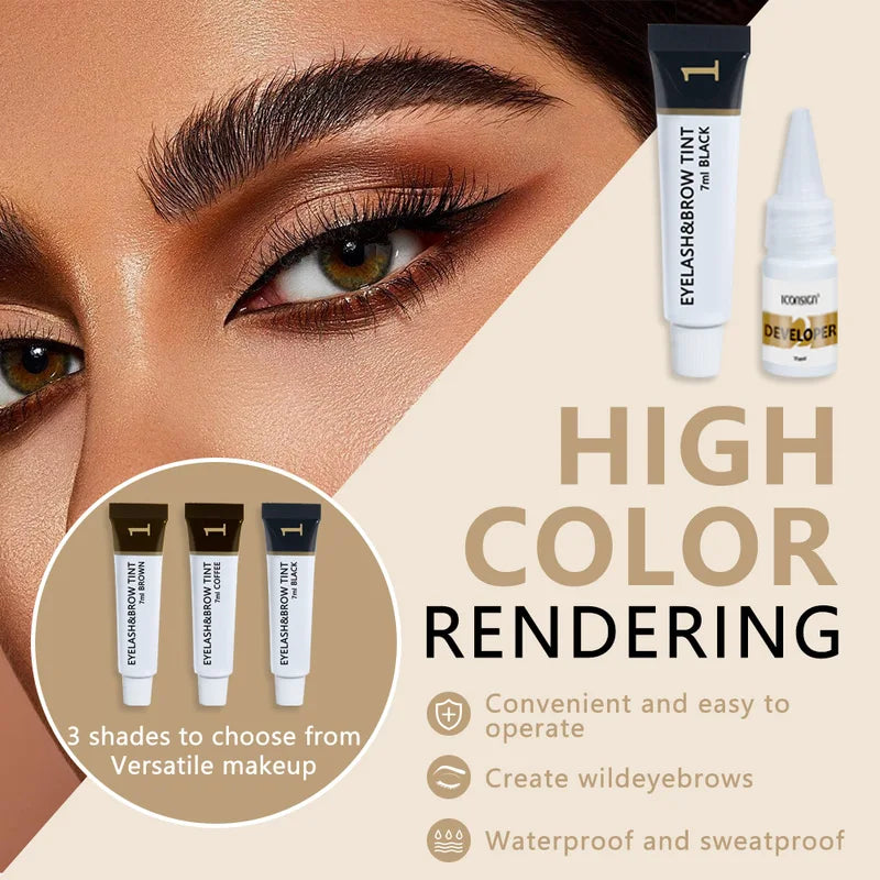 Professional Eyelash and Eyebrow Tint Kit - Fast 15-Minute Semi-Permanent Dye Gel