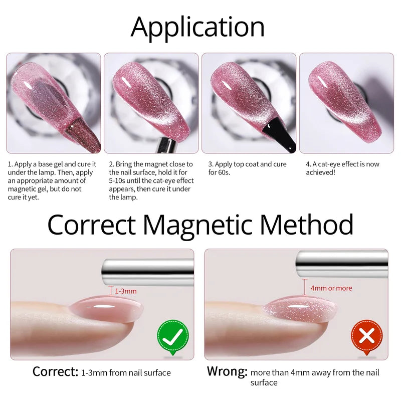 Magnetic Gel Nail Polish with Glitter Effect - Semi-Permanent UV LED Varnish