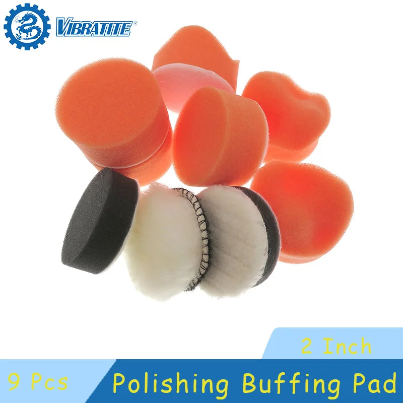 Car Polishing Buffing Pads Kit 9 Pieces - Sponge & Wool Abrasive Tools