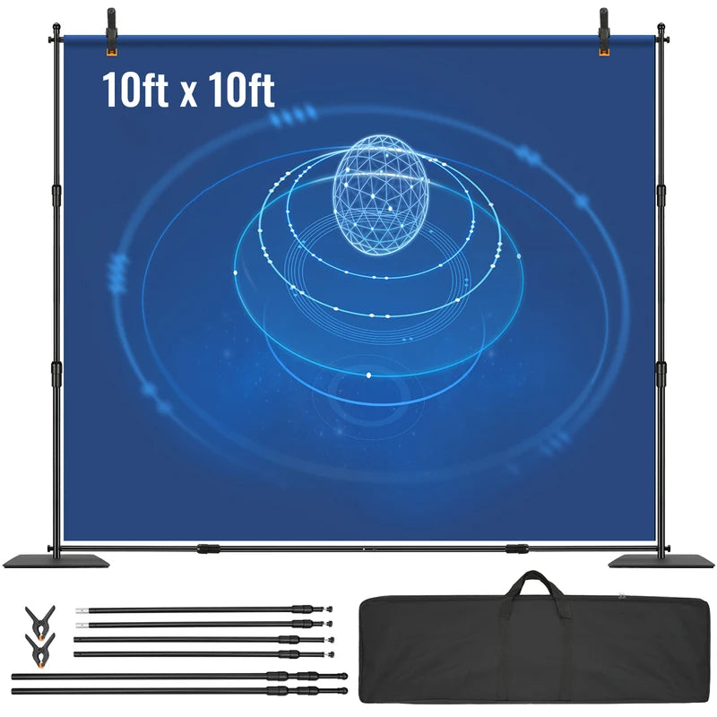 10 ft Heavy Duty Adjustable Photography Backdrop Stand for Studio & Events