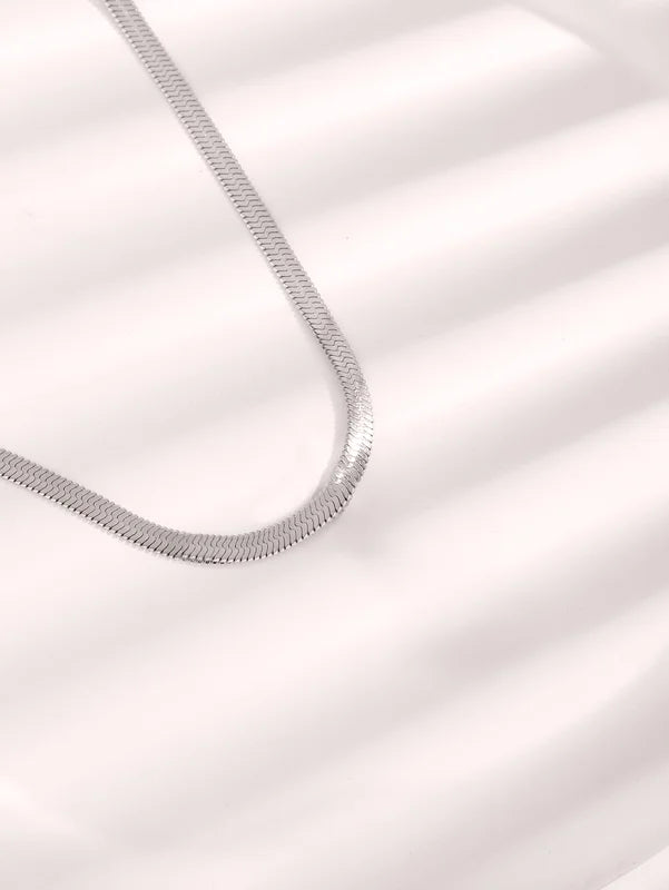 Snake Chain Necklace 3mm Gold Plated Stainless Steel Flat Jewelry for Men Women