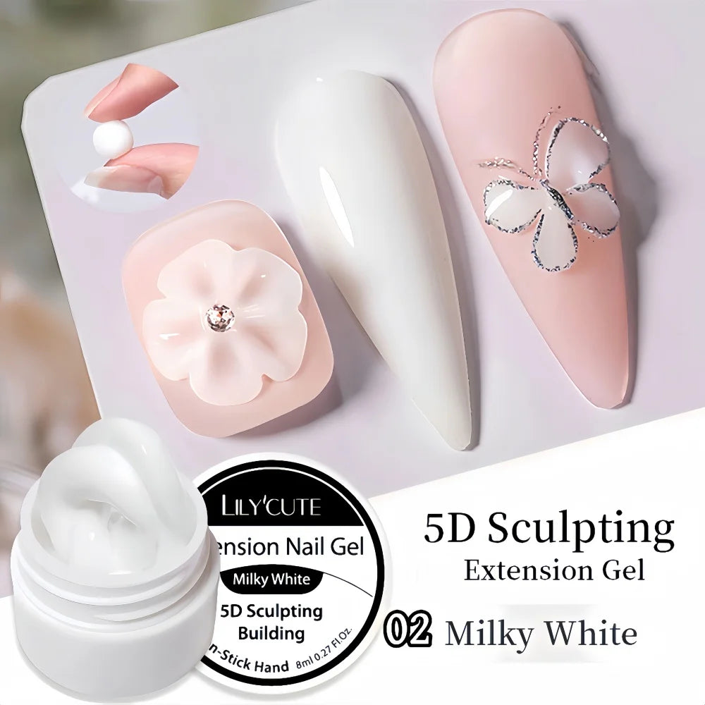 3D Nail Gel Hard Long-Lasting Overlay for Nail Art and 3D Bow Shapes