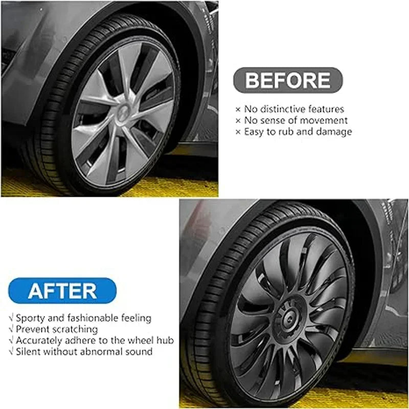 Tesla Model Y 19 Inch Wheel Hub Caps Set - Performance Rim Covers, Multiple Colors