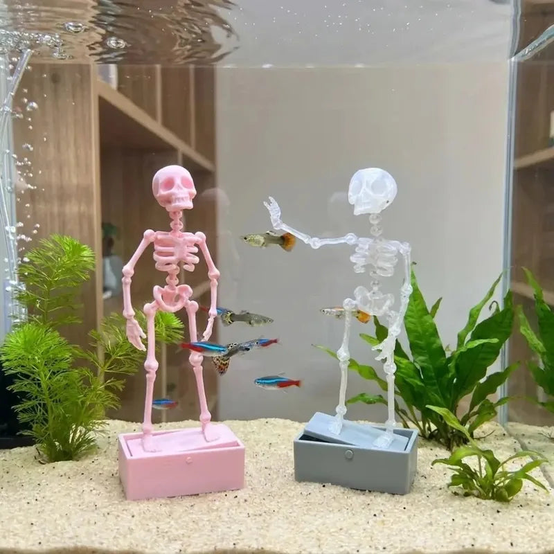 3D Printed Dancing Skeleton Aquarium Bubbler Ornament - Fish Tank Decor, Air Driven Moving Skeleton Halloween Home Decor