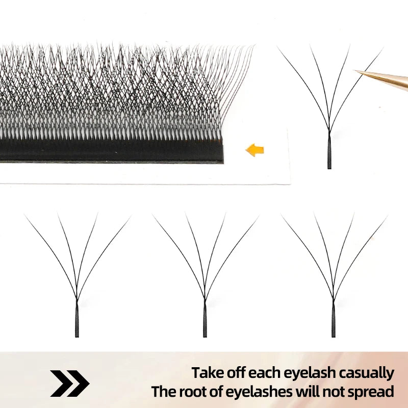 Automatic 4D W Shaped Bloom False Eyelashes Extension Soft Natural Light High-Volume