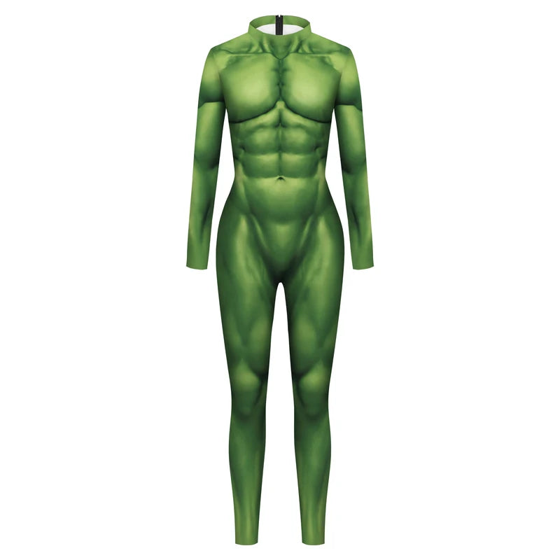 Green Muscle 3D Print Zentai Bodysuit Costume for Men & Women