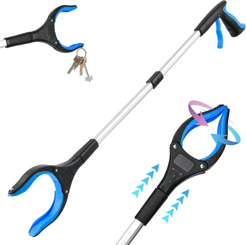32-Inch Foldable Reacher Grabber Tool with Rotating Head - Heavy Duty Pickup Stick for Seniors