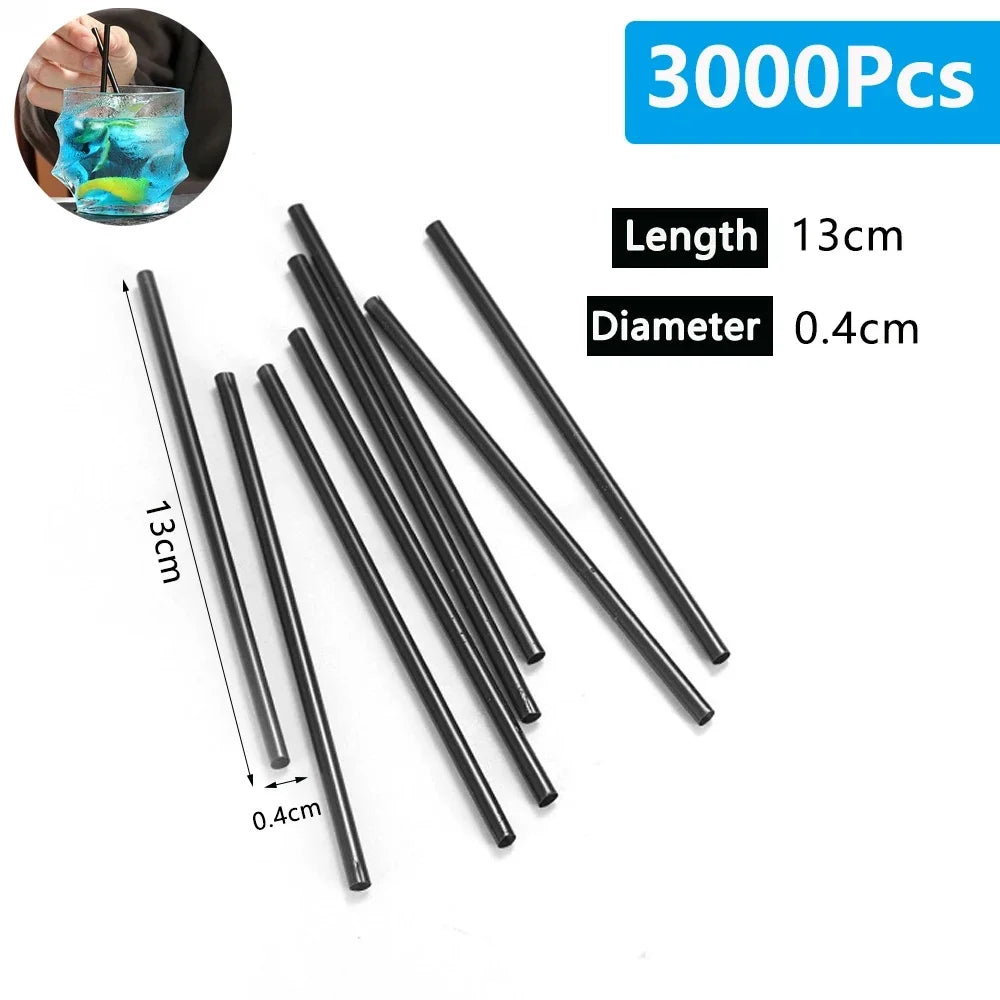 Black Drinking Straws Pack 100-6000PCS for Coffee Juice Cocktail Party Wholesale