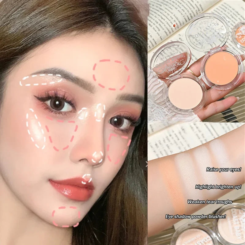 Matte Face Highlighter Palette with Contour & Eyeshadow Shades - Brightening Makeup