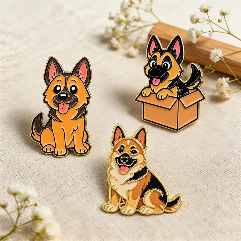 3pcs Cute Dog Enamel Pin Set Animal Brooches Lapel Badges Jewelry Accessories