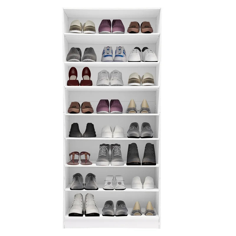 80cm Shoe Organizer with 8 Tiers - White or Black Storage Cabinet for Shoes