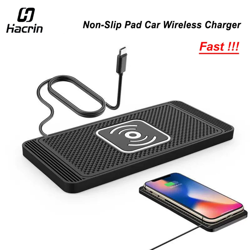 Wireless Car Charger Silicone Pad for iPhone and Samsung - Fast Charging Station