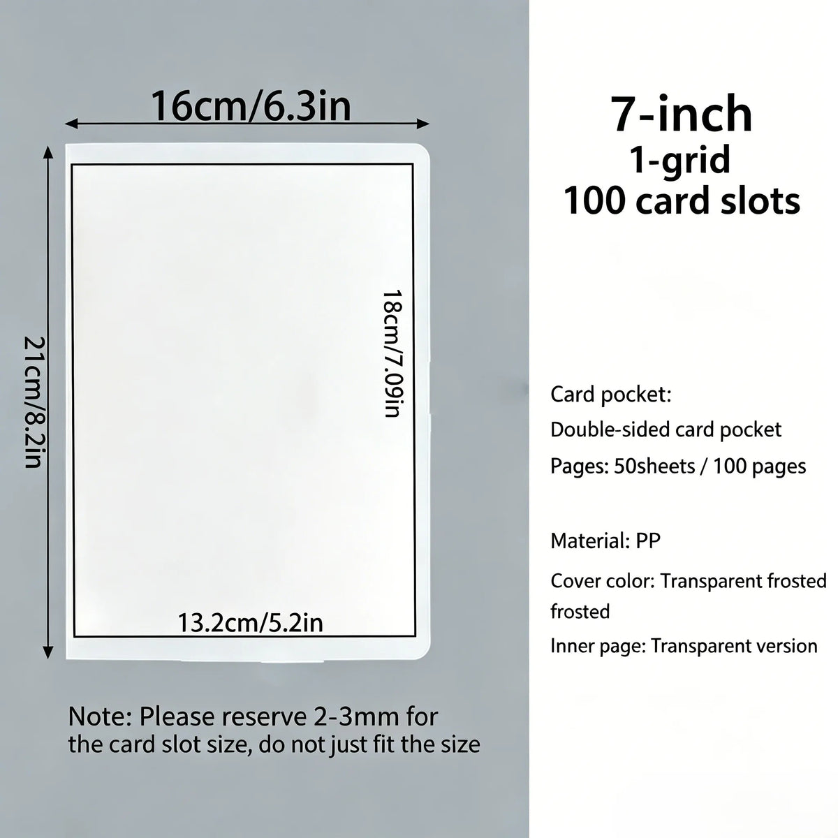 Multi-Size Transparent Photo & Card Album for Collectibles, 3-7 Inch Variants
