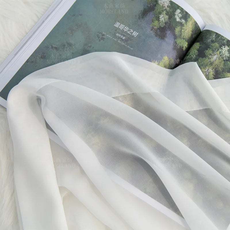 Elegant Sheer White Window Curtains for Living Room & Bedroom - Ivory Chiffon Tulle Drapes