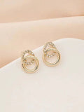 Women's Diamond-Encrusted Circle Earrings - Elegant Daily Wear Jewelry