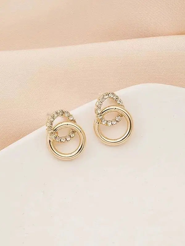 Women's Diamond-Encrusted Circle Earrings - Elegant Daily Wear Jewelry