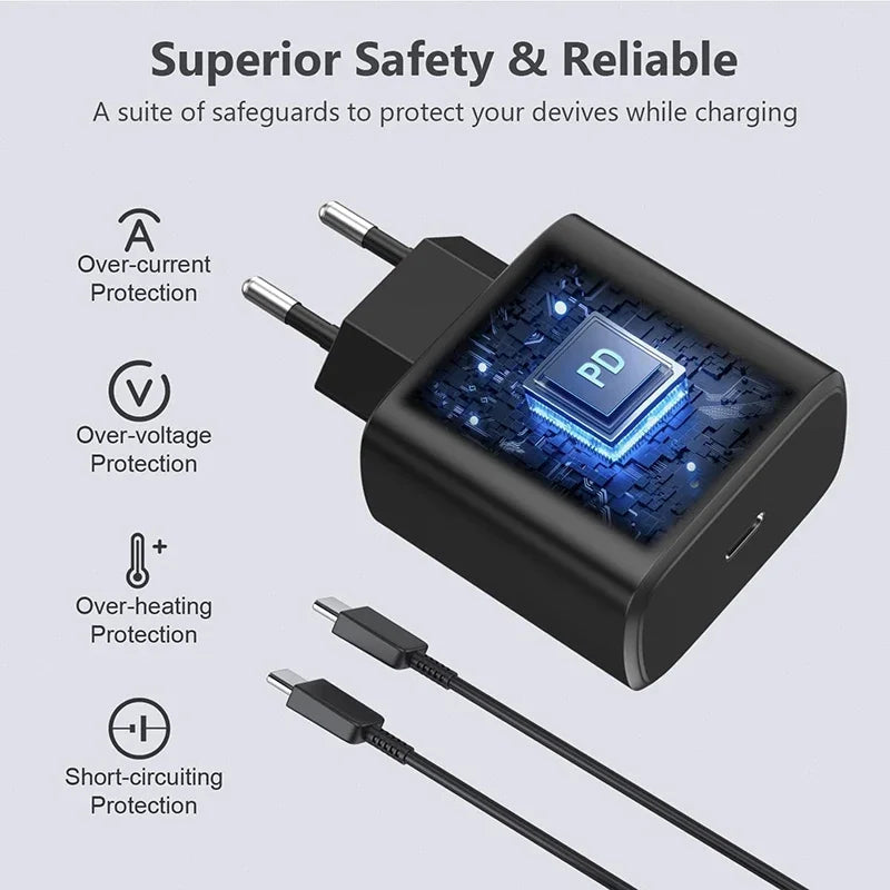 Fast USB-C Charger 45W Power Adapter for Samsung Galaxy Phones and Tablets
