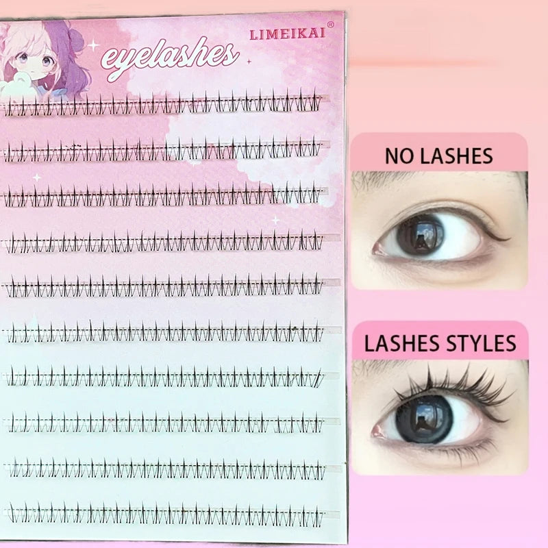 240 Clusters of False Eyelashes, Glue-Free, Natural Look, Soft Segmented Stems