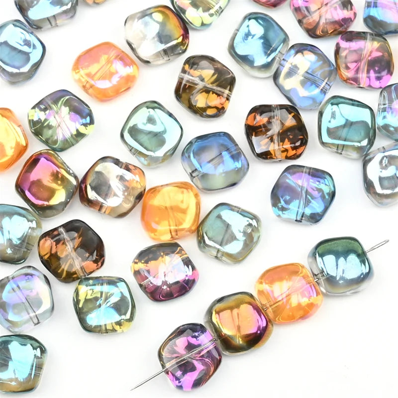 20Pcs Irregular Glass Beads for Jewelry Making - Rainbow AB Crystal Mix