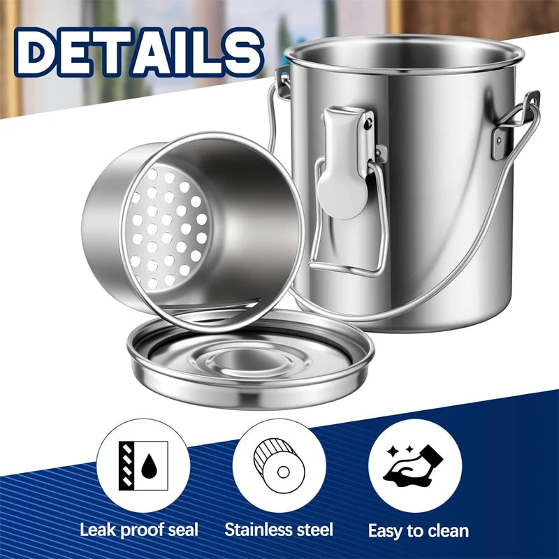 Paint Brush Washer with Wringer - Airtight Stainless Steel Cleaner for Oil & Acrylic Painting