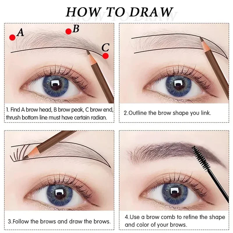 5-Piece Microblading Eyebrow Pencil Set Waterproof Permanent Makeup Tools