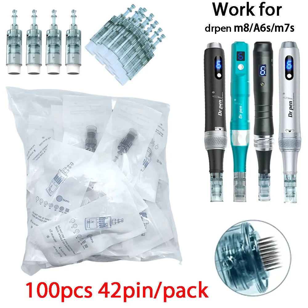 100pcs Dermapen M8 Needle Set for Microneedling and Mesotherapy - 0.25mm Length