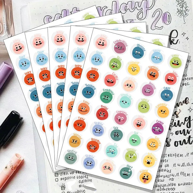 200 Pcs Emotional Feelings Face Stickers for Students Mood Support Multicolor Set