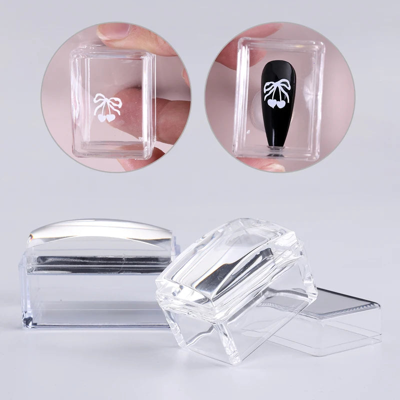 Nail Stamping Plates Kit for French Manicure - Silicone Polish Stencil & Seal