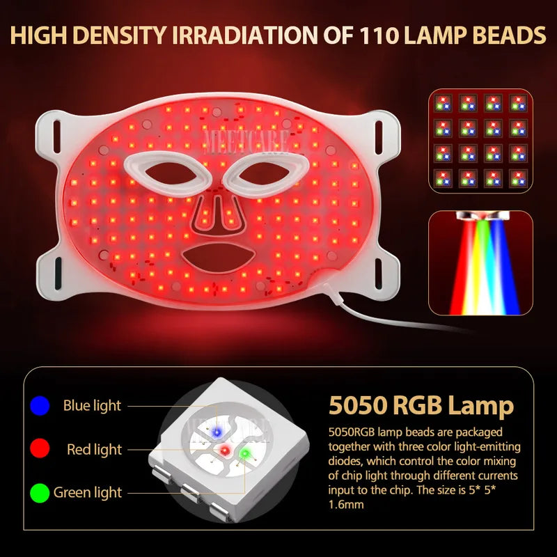 7 Colors LED Face Mask with Silicone Gel for Skin Rejuvenation & Oil Control