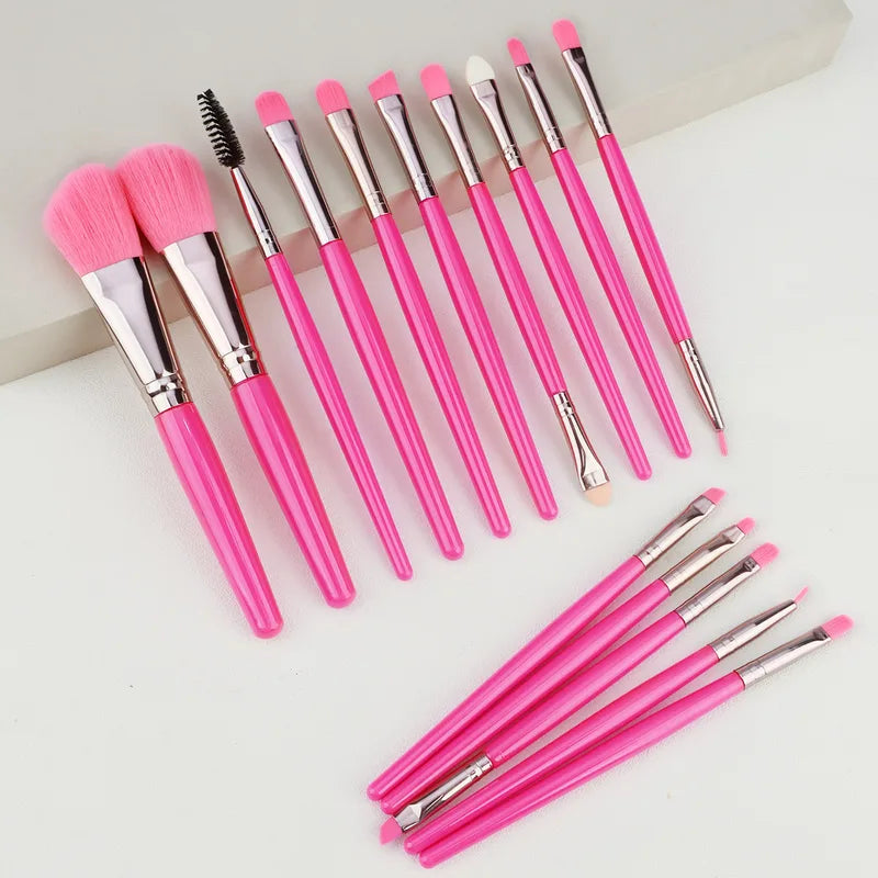 15pc Makeup Brush Set with Face Eye Lip Foundation Blush Eyelash Tools - Color Variations