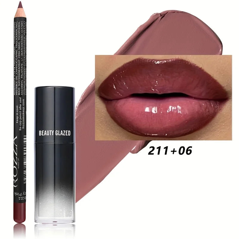 Lip Liner and Lip Oil Set - Waterproof, Long-Lasting, Moisturizing Lip Makeup